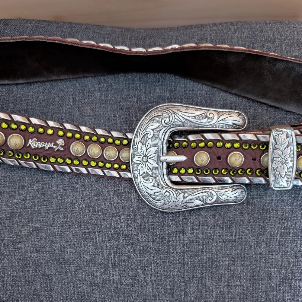 Kippys Brown Studded Belt with Silver Accents..32